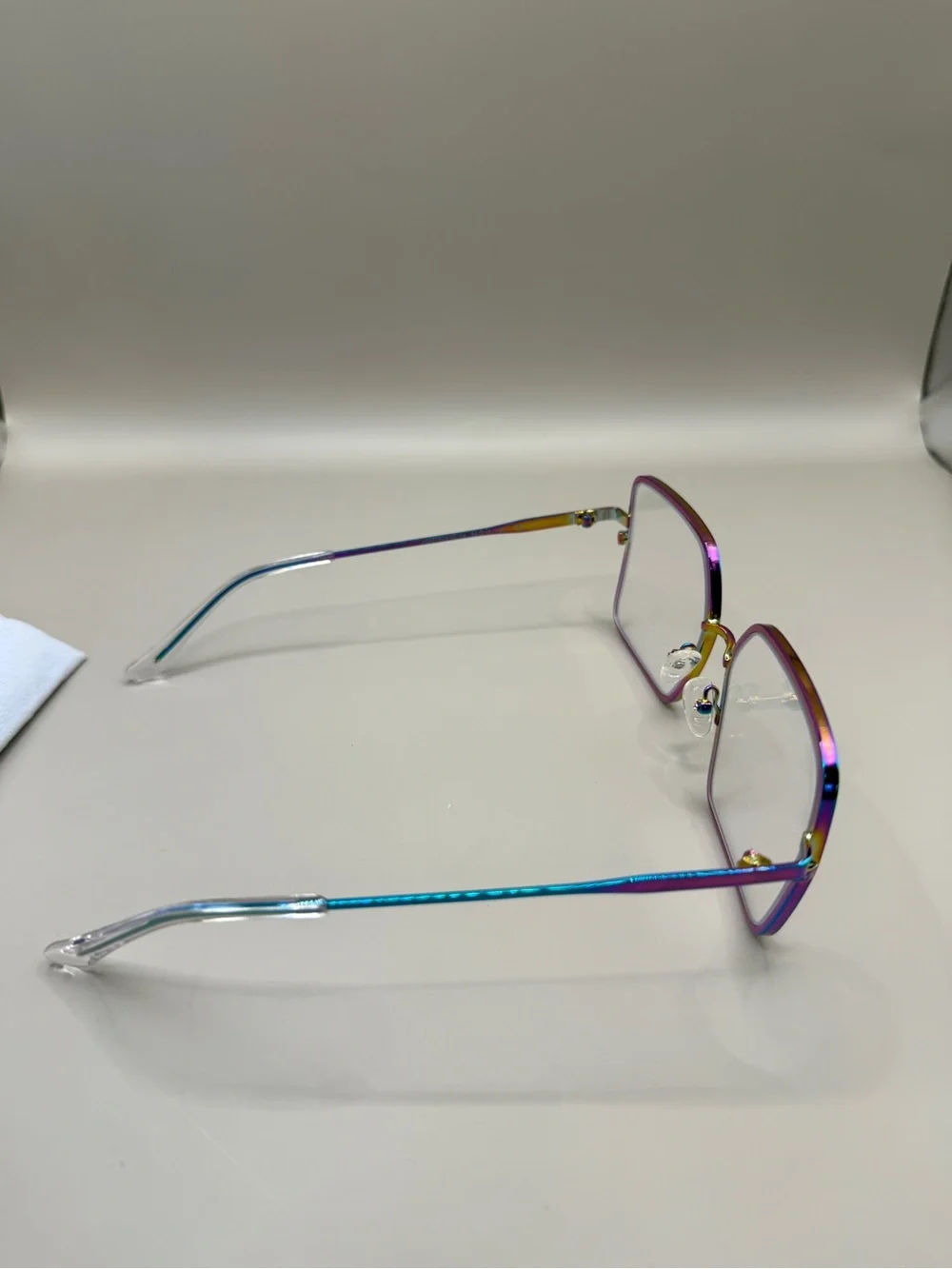 Zeelool Square Oversized Glasses in Iridescent Purple-Blue,unknown prescription